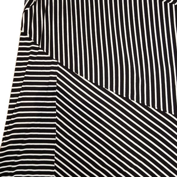 CLEO, Medium, Women's Ladies, Maxi Skirt, Black & White, Asymmetrical Stripes - Picture 2 of 3